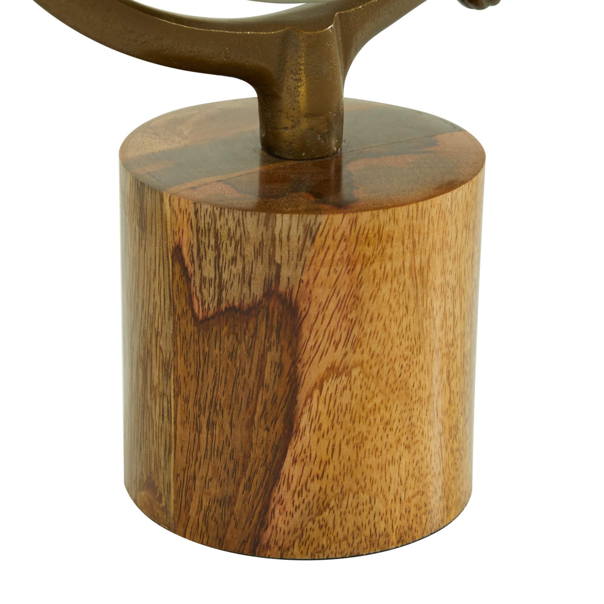 15" Gold Wood Globe
